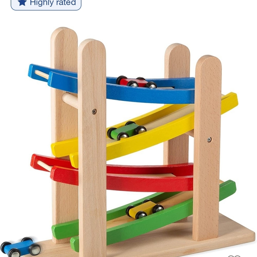 Colorful Wooden Car Ramp Racer